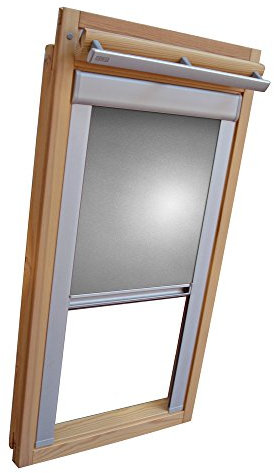 Verdunkelungsrollo THERMO Alu-Rückseite für VELUX Dachfenster TYP GGL/GPL - 306 oder M06 - Farbe Silber-Grau - mit Aluminium Seitenschienen - KLICK Montage