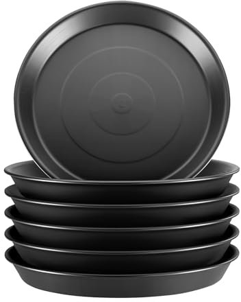 GROWNEER Lot de 6 soucoupes de Plantes en Plastique Robuste de 30 cm - pour intérieur et extérieur - Noir