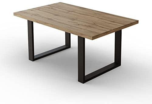 lukmebel Art Couchtisch Tisch Wohnzimmertisch Eiche Wotan moderner Kaffeetisch elegant Sofatisch Wohnzimmer Eiche Metallrahmen Schwarz (Schwarz/Eiche Wotan)