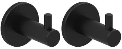 Kon-fort Home Handtuchhaken Schwarz Bad und Küche 2 Stück Design aus Edelstahl AISI 304 Mattschwarz Zum Bohren.
