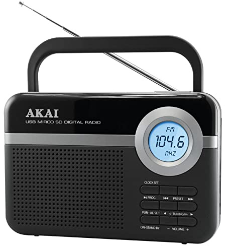Digitales FM-Radio Tragbar mit SD-Kartenslot, AUX, USB und MP3 Radiowecker mit Schlummerfunktion Retro großes Display