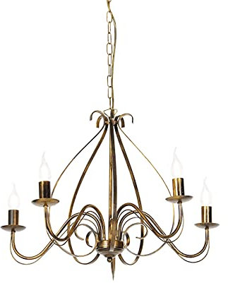 Qazqa - Klassisch I Antik Klassischer Kronleuchter I Chandelier AntikGold I Messing 5-flammig - Giuseppe 5-flammig I Wohnzimmer I Schlafzimmer - Stahl Rund - LED geeignet E14