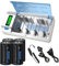 CITYORK Caricabatterie universale con display LCD con funzione di scarica per batterie AA, AAA, C, D, 9V NI-MH con 4 batteria NI-MH C da 5000 mAh