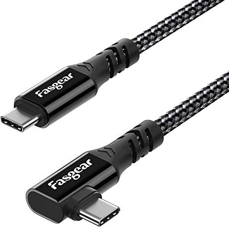 Fasgear Cavo USB C 3.2 Gen 2x2 da 1,8 m, 20 Gbps, video 4K, 100 W, ricarica a 90 gradi, compatibile con MacBook Pro, iPad Pro, computer portatili, monitor Samsung, Galaxy S21, dispositivi USB-C,