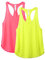 icyzone Damen Sport Top Locker Fitness Yoga Shirt Racerback Tank Tops Sport Oberteile, 2er Pack (M, Neon Pink/Neon Yellow)