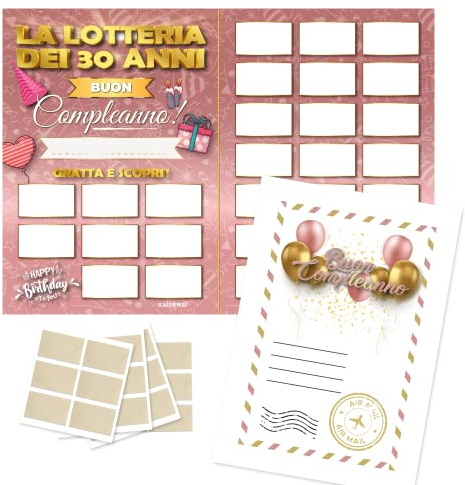 Maxi Gratta e Vinci personalisiertes Geburtstagsspiel – Geschenkidee Lotterie des 30-jährigen Version A3 – Glückwunsch-Kalender 30 Jahre für Einladungen – lustige Geschenke 30 Jahre Herren Damen
