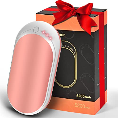 Hand Warmers Rechargeable, 5200 mAh Electric USB Hand Warmer Power Bank, Portable Double-Sided Hand Heater with 3 Heat Settings from 95-131℉, Great Gift for Women Men, Hiking Camping, 1 Pack
