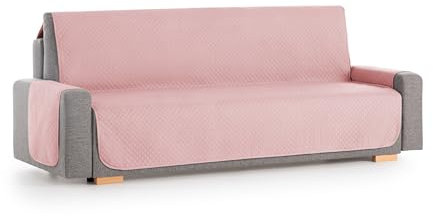 Textilhome - Housse de Canapé Protecteur Adele, Taille 3 Places. Housse Matelasse Réversible. Couleur Rose