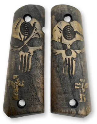 ZIB GRIPS für Colt 1911 Pistolengriffe, volle Größe 1911 (Regierung/Kommandant), Walnuss-Pistolengriff Punisher 1911 Griffe, handgefertigt mit verschiedenen Totenkopfmodellen