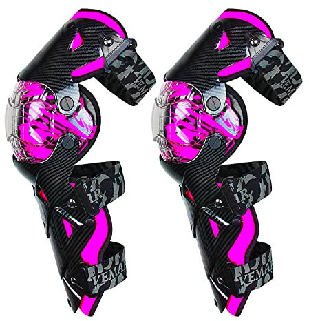 Erwachsene Motorrad Knieschoner Männer Motocross Mtb Racing Schutzausrüstung Outdoor Sport Radfahren Knieschützer Abnehmbare Innere Knieprotektoren,Pink,44cm