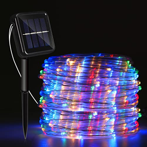 Izrielar Solar Lichtschlauch Außen, 30m Bunt Wasserfest 300 LEDs Lichtschlauch, 8 modi lichterschlauch für Garten,Trampolin,Weihnachtsbeleuchtung, für Innen Außen Deko