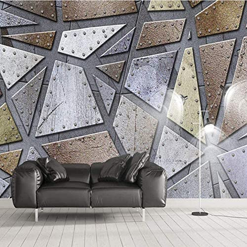 Papier Peint Photo Géométrie Abstraite Du Métal Du Mur Industriel Papier Peint Photo Photo Peintures Murales Papier Peint Papier Peint 3D Papier Peint Pâte Salon Le 140 (largeur) x 70 (hauteur) cm
