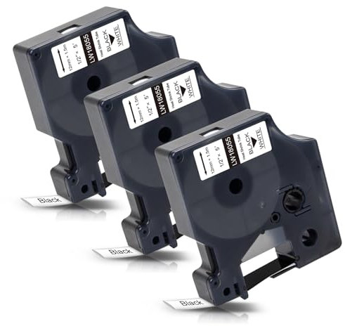 Labelwell 3x Industrie Schriftband für 18055 S0718300 als Ersatz für Dynmo Rhino Industrie Schrumpfschlauch Kabeletiketten 12mm x 1.5m für Dynmo Rhino 4200, 5200, 5000,1000, 3000, 6000, ILP-219