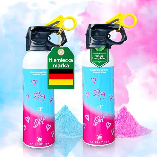 FAIRSHOP24 Baby Shower 200 ml I extintor de polvo de género Reveal Cannon Baby Powder Spray Revelando el género con color, cañón de polvo para baby shower, en azul y rosa (rosa)