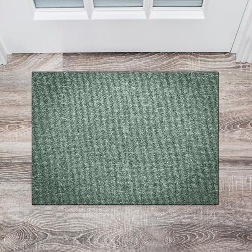 CUIMEI Läufer Teppich 120 x 460 cm Langlebig strapazierfähig Gummirücken Küchenmatte Mit Muster Für Drinnen und Draußen, Grün