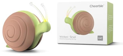 Cheerble Interaktives Katzenspielzeug mit LED-Leuchten, Wicked Snail, Elektrisches Spielzeug für Katzen, DC Aufladbares, Bewegliches Katzenspielzeug, Geschenke für Kätzchen, Braun