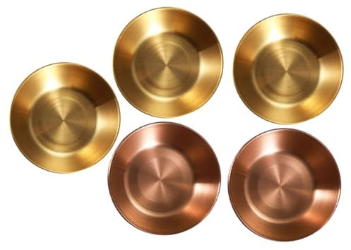 ABOOFAN 5 Pz Piatto Di Condimento Specchio Da Giardino Ciotole in Oro Rosa Contorno Ciotole Di Salsa Sottopiatto in Acciaio Inox Piatti Acciaio Inossidabile Mini Griglia Per Salsa Di Soia