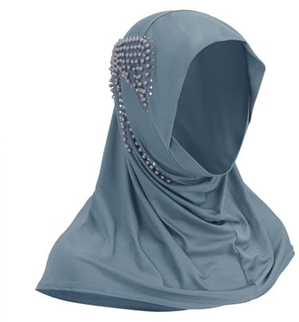 Damen Muslimische Kopftuch, Hijab Für Damen, Chiffon Weich Hijab Perlen Islamisch Dubai Kopftuch Gesichtsschleier Lang Turban Leicht Haartuch UV Schutz Kopfkappe Halstuch Volle Abdeckung Headwear