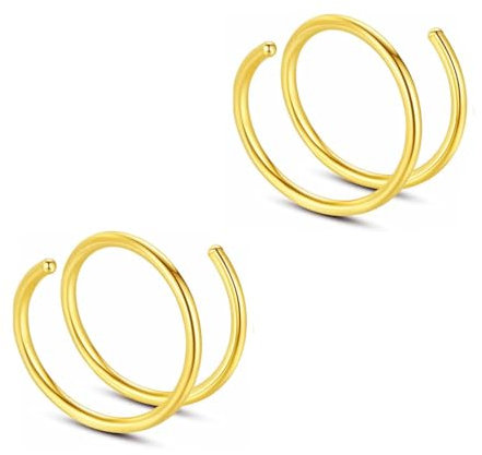 Decentraland 2 Stück 20G Durchmesser 6 mm Gold Doppelring Septum Nasenring Knorpel Hergestellt Aus Hypoallergenem Chirurgischem Stahl Nasen Lippen Tragus Ohrring Piercing Schmuck Für Damen Und Herren