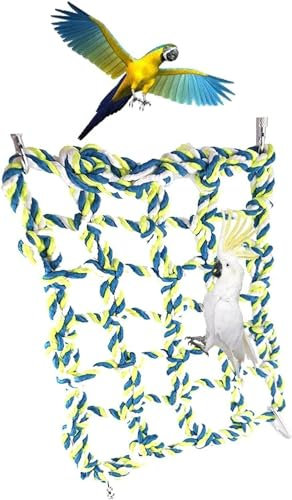 Kletternetz, Kletterseilleiter, Vogelschnur-Schaukelnetz, Vogelseil-Kletternetz mit 4 Haken, reichlich Lebensraum und Spieldekoration