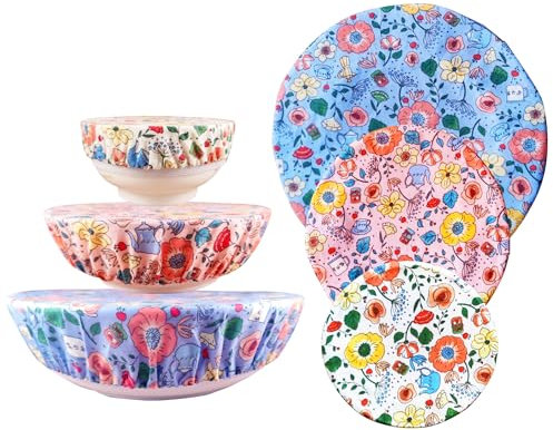3 PZ Cera d'api Coperture Riutilizzabili Cera d'api Food Wrap Tessuto Elastico di Stoccaggio di Alimenti Coperture Cotton Bread Bowl Coperture Riutilizzabili Coperchi per Alimenti Frutta Residua