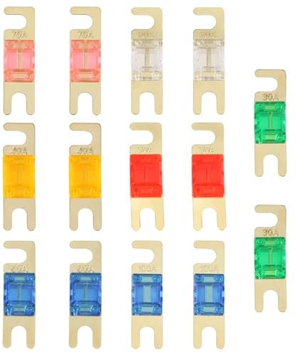14PCS Midi Fuses 30/40/50/60/70/80/100Amp 32V, Mega Fuse, Automobile Fuse Bolt-on Fuse for Marine Power System Electric Hybrid Vehicle Automobiles DC Motor Car Audio Trucks