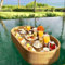 KJHYYPP Plateau Flottant tissé en rotin, Plateau de Petit déjeuner, Eau, Boissons, collations, Plateau de Piscine Flottant pour fête au Pool House (Wood)