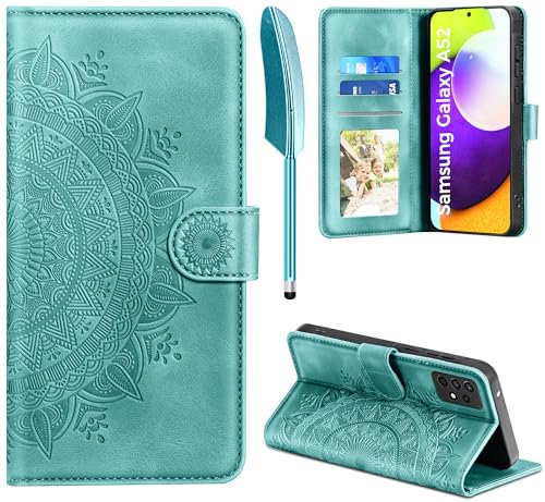 Handyhülle für Samsung Galaxy A52S 5G/A52 4G/5G, Hülle für Galaxy A52S 5G Lederhülle Flip PU Leder Case Kartenfach Magnet Ständer Klapphülle Schutzhülle für Samsung Galaxy A52 /A52S, Grün
