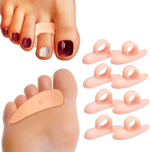 Skeerthy 8 Pieces Gel Hammer Toe Crest Cushions, Right/Left Silicone Hammertoe Gel Support Pads, Toe Separators for Overlapping Toes - Claw Toe Pads Reduces Toe & Foot Discomfort