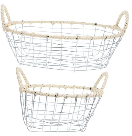 CIYODO Metallkorb Aus Eisendraht Obstkorb 2 Stück Aufbewahrungskorb Drahtkorb Für Kleinigkeiten Eierkorb Snackkorb