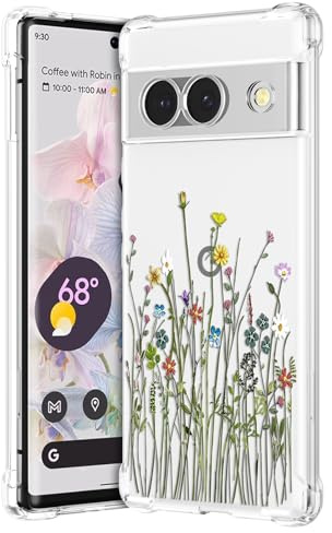 RALEAVO für Google Pixel 8a Hülle Blumen Stoßfest Weich Hülle, Gelbe | RALEAVO für Google Pixel 8a Handyhülle Blume Transparent Mädchen Muster, Stoßfest Schutz Hülle mit Wunderschöne Blumen