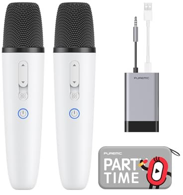 Tesla Karaoke Microphone for Tesla with Portable Case, Car Karaoke Microphone with USB A Receiver for Tesla Model Y/3/S/X, Wireless Singing Mic with 3.5mm Jack for Cars, Speakers (2 Mics+1 Case)