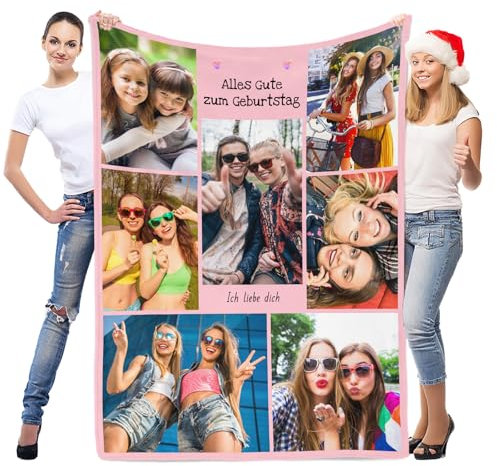 LNM Personalisierte Decken, Personalisierte Decke mit Foto, Personalisierte Kuscheldecke mit Foto, Personalisierte Fotodecken, Personalisierte Geburtstagsgeschenk für Frauen und Männer