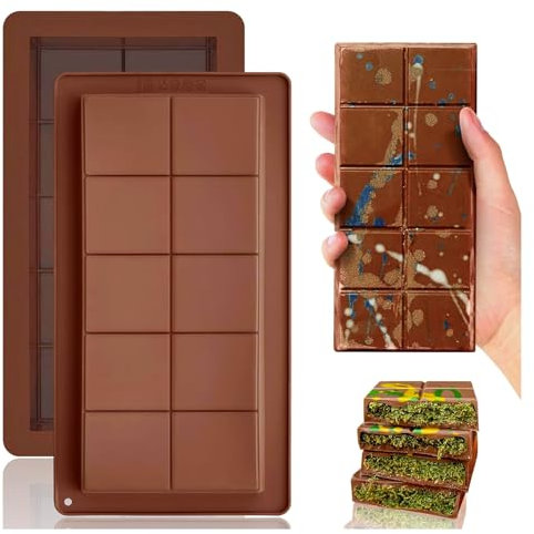Silicone Chocolate Mould, Pack of 2 Chocolate Bar Deep Mould Dubai Chocolate Mould Chocolate for Chocolate Praline Sweets