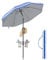 SONGMICS Ombrellone 160 cm di Diametro, Ombrellone da Spiaggia, Protezione Solare UPF 50+, Inclinabile 30°, Altezza Regolabile, con Ripiano e Gancio, per Giardino, Senza Base, Blu e Bianco GPU0080Q02