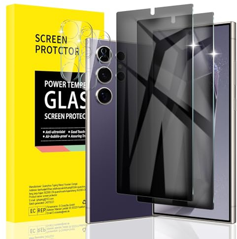AKLPP 2+2 Pack Privacy Screen Protector for Samsung Galaxy S24 Ultra with Camera Lens Protector, Anti-Spy Tempered Glass Film Accessories, Private Protection, Anti-Scratch, 9H Hardness