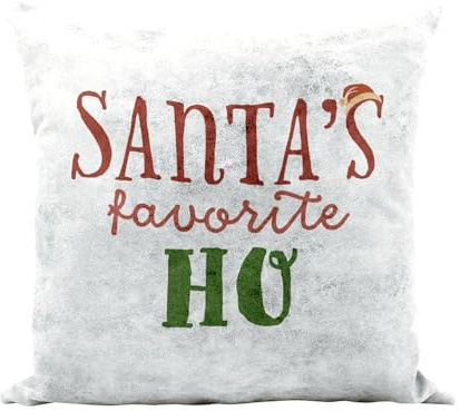 Kissen aus Kunstleder, weiß, Motiv: Santa's Favorite Ho Christmas Winter Gift – 40 x 40 cm – Leder-Touch – Bezug und Kissen inklusive