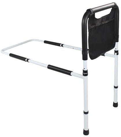 SEVEWAGE Betten für ältere Erwachsene, höhenverstellbare Betthilfe mit Beinverlängerung für den Fall neben dem Bett, Haltegriff mit Aufbewahrungstasche, passend für Kingsize-Queensize- und Einzelbett