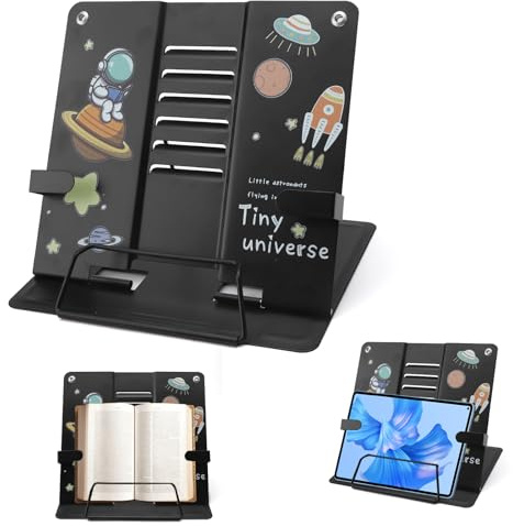 HENGBIRD Support de Lecture pour Enfants et école, Support de Livre en Métal Pliable Multifonction, Serre-Livres pour Enfants, Chevalet Livre Portable et Réglable, Porte-Documents de Cuisine