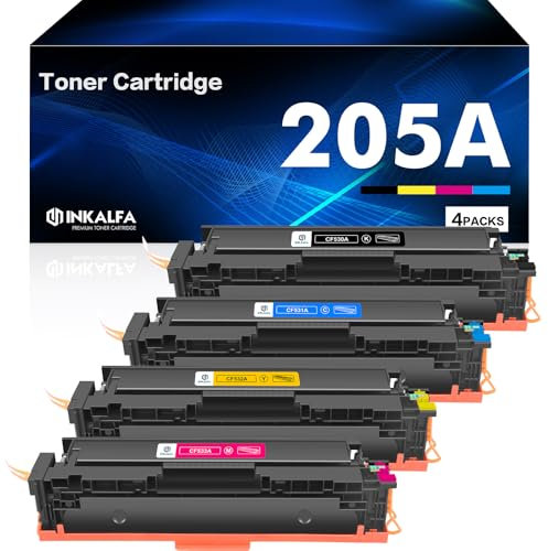 inkalfa 205A MFP M181fw Toner Kompatibel für HP 205A CF530A Color Laserjet Pro MFP M181fw M180n M181n M180nw M154a M154nw M180 M154 CF531A CF532A CF533A (Schwarz Cyan Gelb Magenta, 4-Pack)