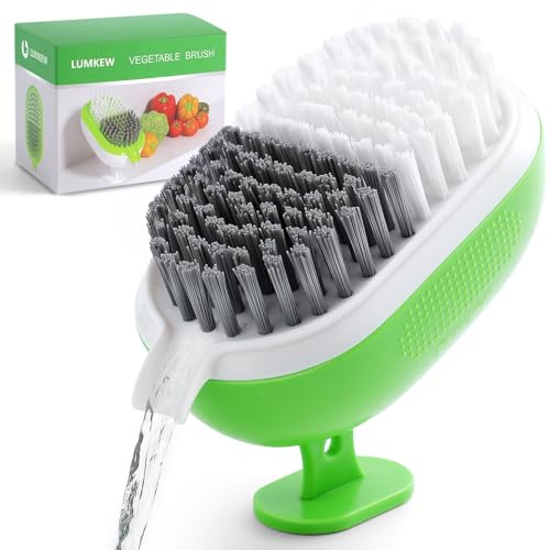 Lumkew Vegetable Brush Scrubber for Food, Drainable Potato Mushroom Scrubber Brushes, Veggie Fruit Washing Scrub Cleaner,1Pcs, Green
