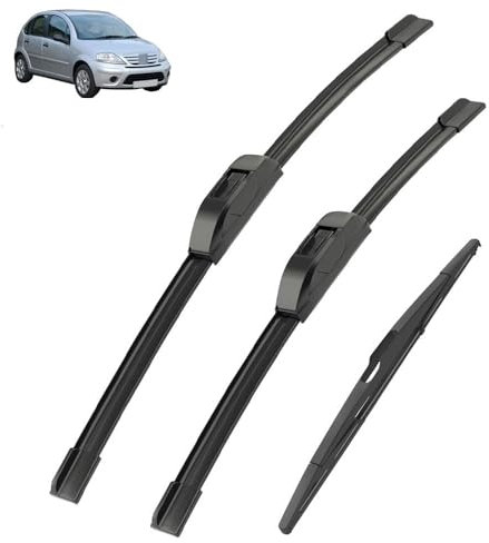 Vorne und Hinten Wischer Set Für Citroen C3 2002-2009 2006 2007 2008 beschichtet scheibenwischer klinge 24 + 18 + 14(Right hand drive)