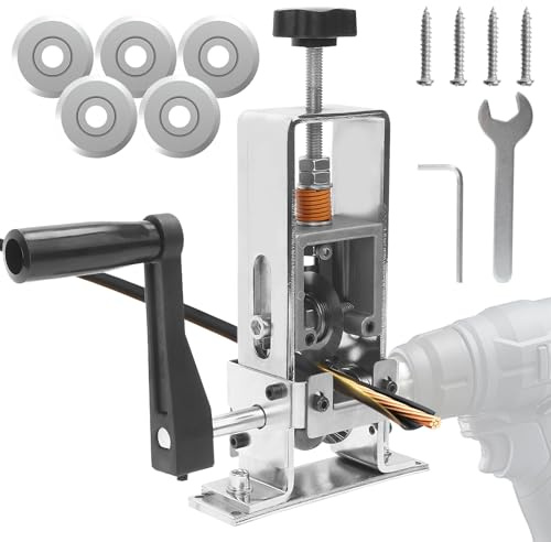Qivine Pelacables Electricista Automático para Cables de 1-25 mm | Maquina Pelar Cables Manual y Accionado Por Taladro, Pela Cables de Electricidad con Manivela para Reciclaje Chatarra Cobre