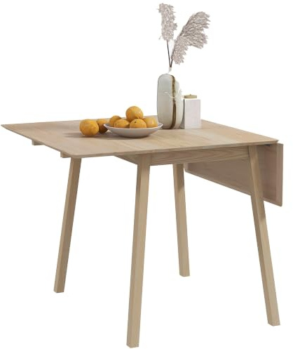 HOMCOM Table de Cuisine Pliable, 2 à 4 Personnes, Bois Naturel | Table à Manger Pliante, Plateau Rabattable en Bois