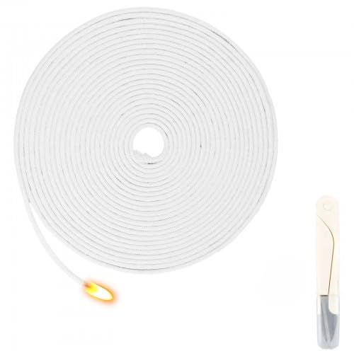 Docht für Öllampen,10m x 4mm Baumwolle Runddocht mit Schere, Dochte für Kerzen, Petroleumlampe, Öllampe, Alkohol- und Kerosinlampe – Weiß