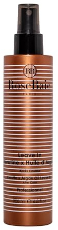 ROSEBAIE | Spray Leave-In Argan et Kératine | Sans rinçage | Enrichi en Huile d'Argan Biologique | Élimine Sable Chlore Sel | Protecteur Solaire | 200ml | Protection UV | Lisse les frisottis