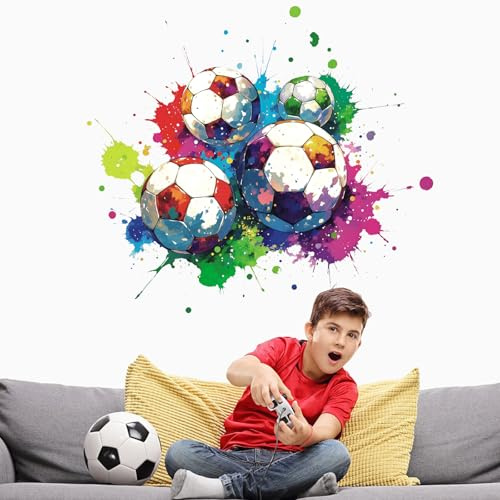 ANHUIB Fußball Wandtattoo 3D Wandsticker Fussball Kinderzimmer Jungen Selbstklebende Durchbruch Poster für Jugendzimmer Wandaufkleber Kinderzimmer Junge Fußball Teenager Schlafzimmer Deko Geschenk