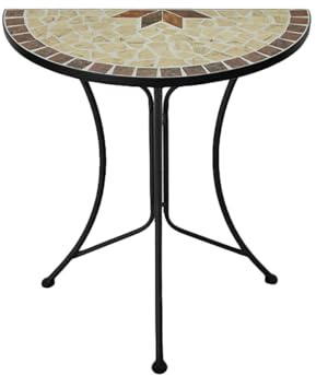 DELUKE Balkontisch Tanja halbrund - Stahl, Schwarz, 60x30x70cm | Gartentisch Balkon-Tisch Kleiner Tisch Terrassentisch Verandatisch