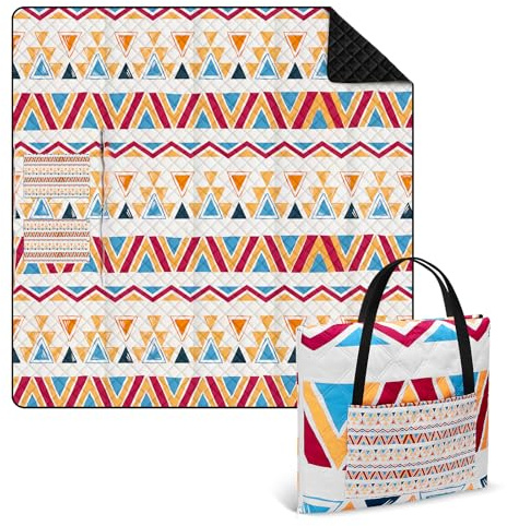 Ulikey Picknickdecke, 200 x 200 cm Stranddecke Sandfrei, Boho Picknickdecke Wasserdicht Isoliert, Tragbare Waschbare Campingdecke Strandmatte für Outdoor, Camping, Strand, Park, Picknick (Gelb)