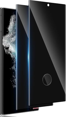 TuFun para Samsung Galaxy S22 Ultra Privacidad Protector de Pantalla, 2 Piezas 3D Anti Espía Cristal Templado, 9H Dureza Antiarañazos, Ultra Resistente, Antiespia Vidrio Templao